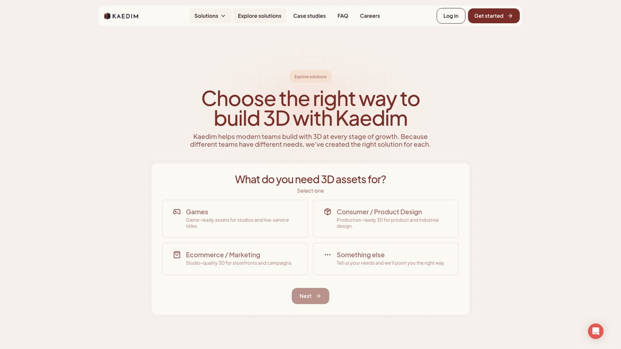 Kaedim — Pick the solution track that matches your pipeline