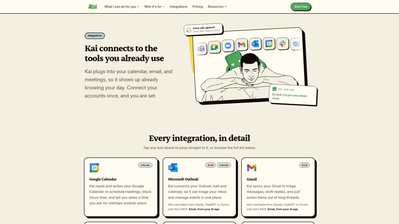 Kai AI — Connect email and calendars