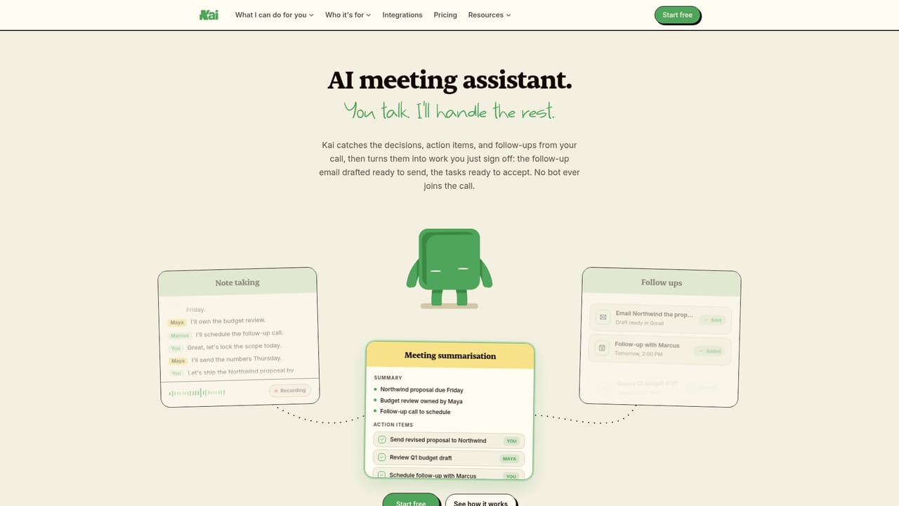 Kai AI — Let Kai listen in on a meeting