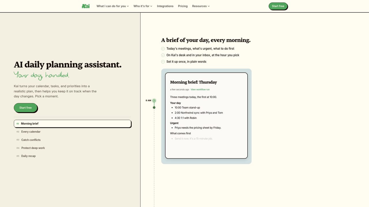 Kai AI — Plan the day and manage tasks