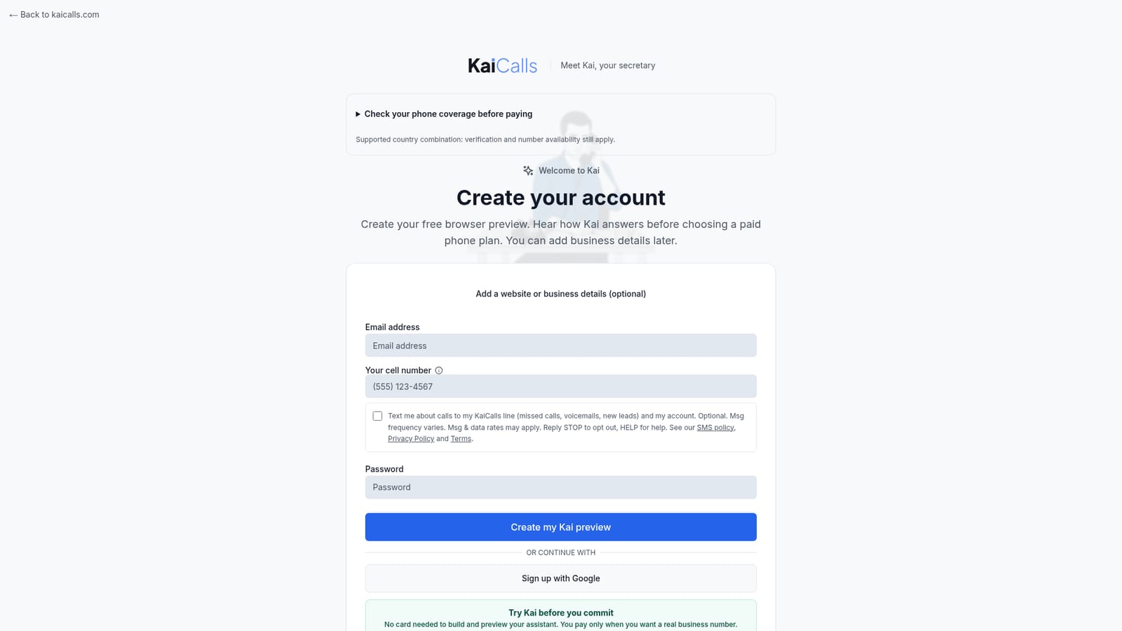 KaiCalls — Run the coverage check