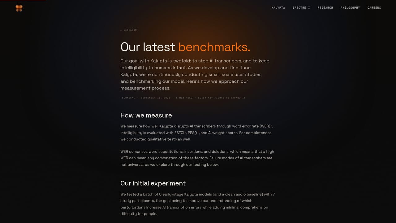 Kalypta — Read the benchmark notes