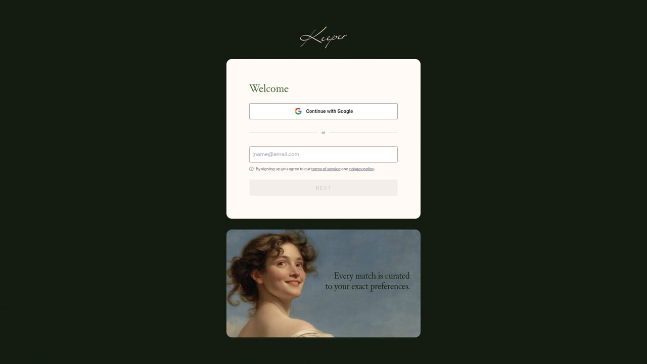 Keeper — Sign up and start the intake