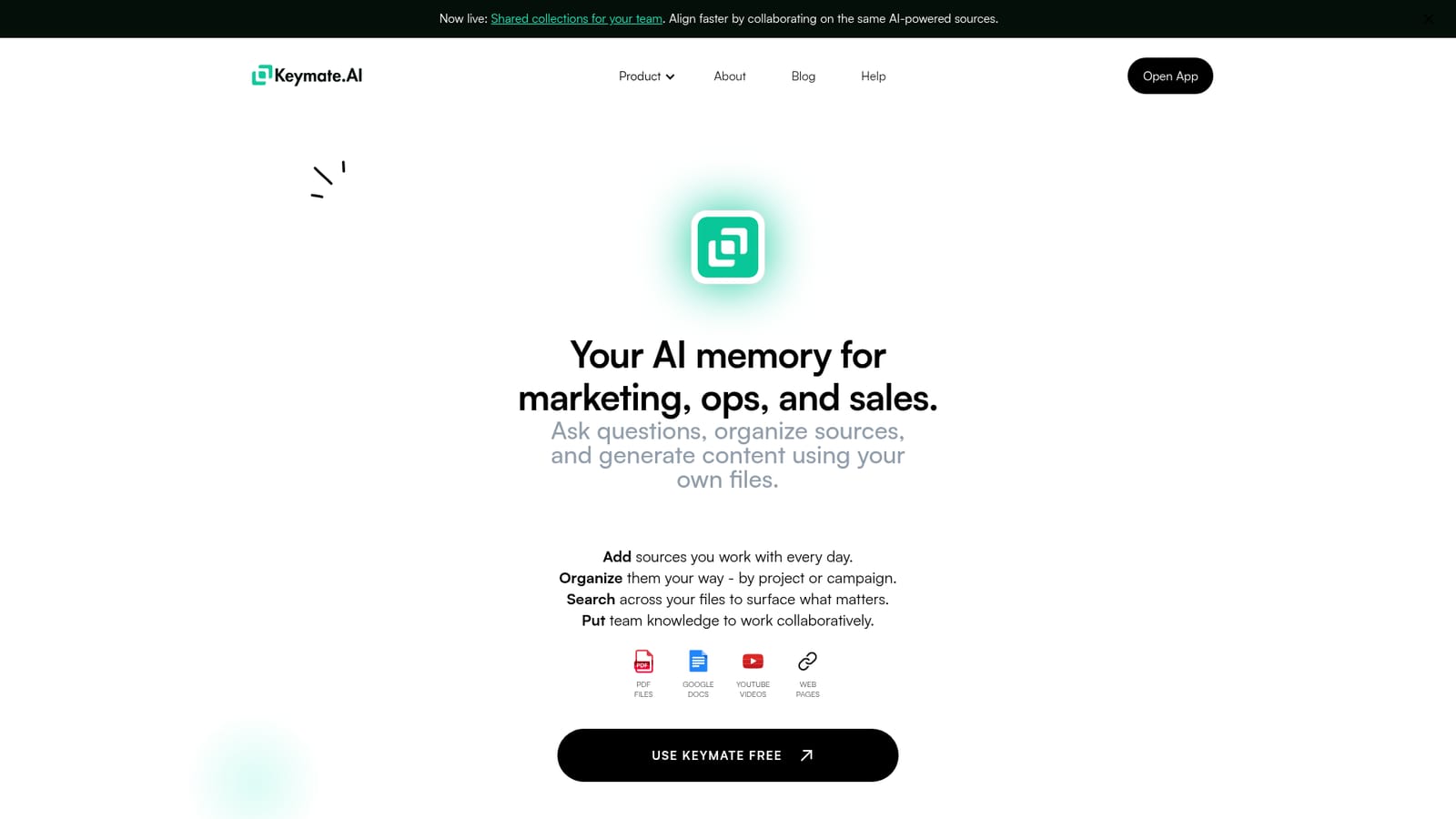Keymate.AI — Open the app and start a memory space