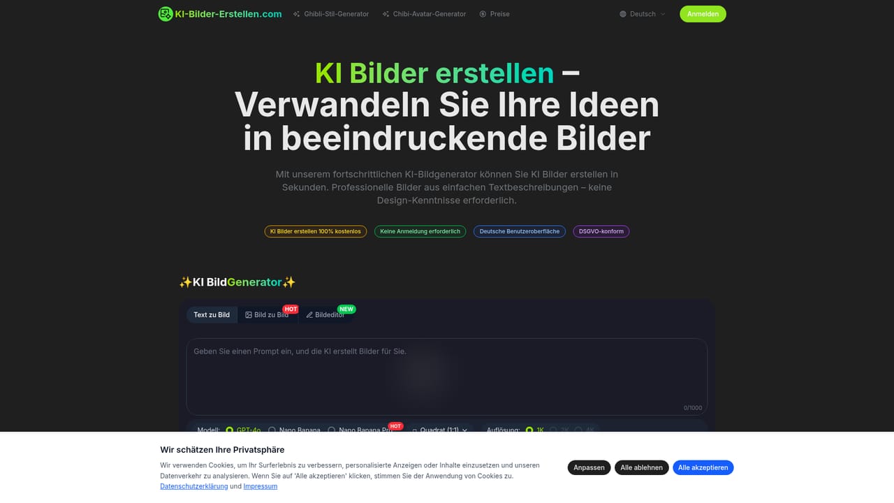 KI-Bilder-Erstellen.com — Open the generator