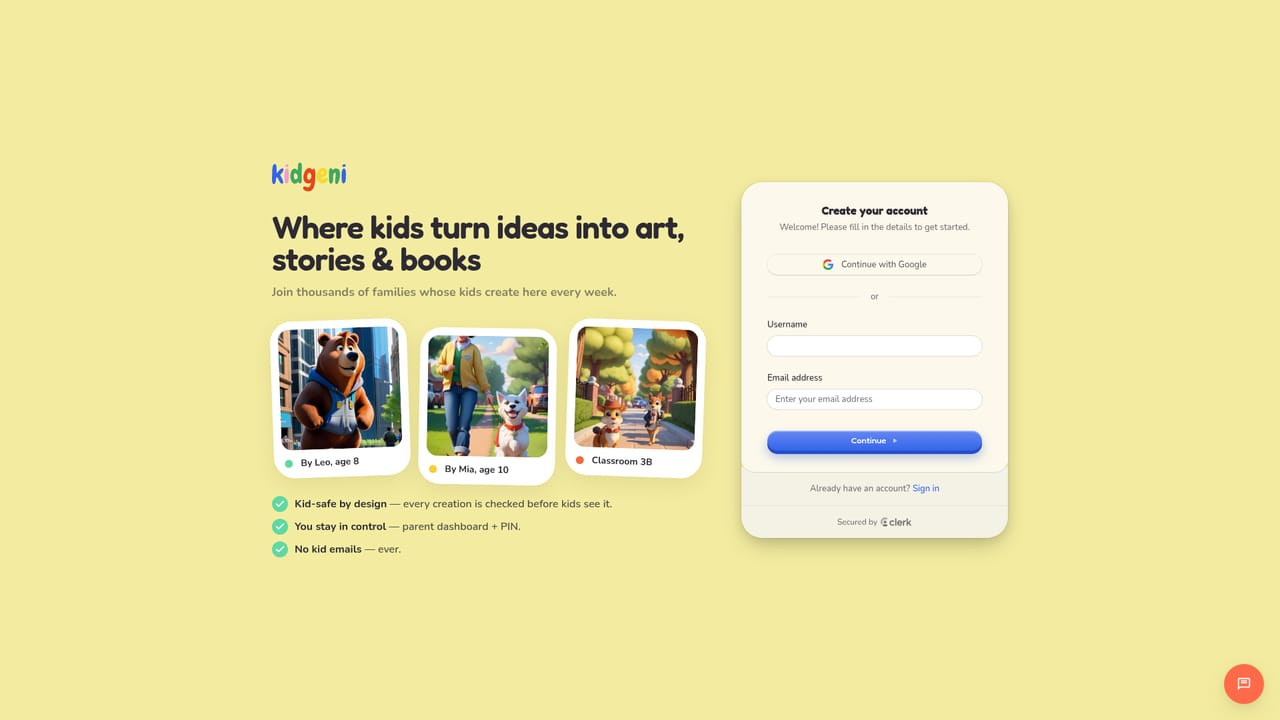 Kidgeni — Create the grown-up account
