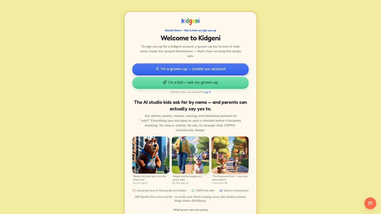 Kidgeni — Open the creation studio