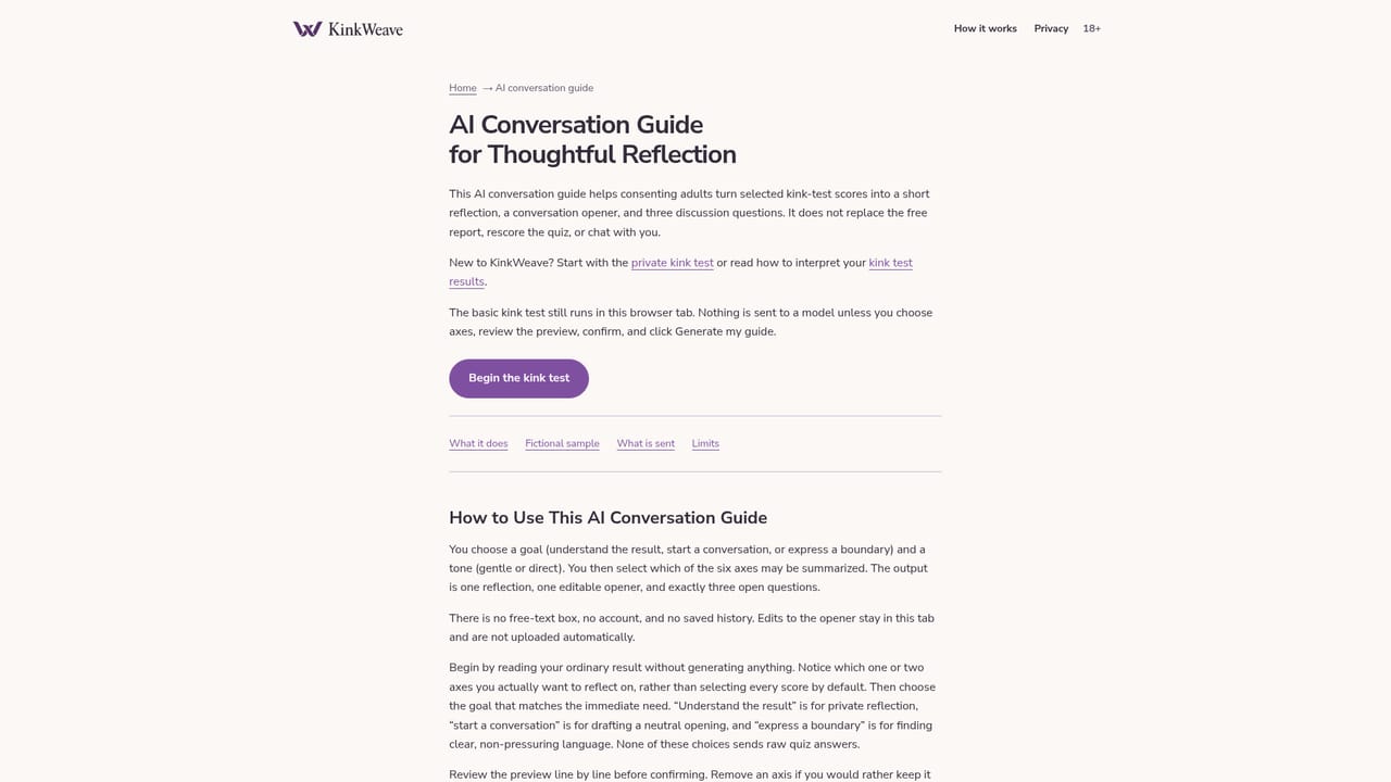 KinkWeave — Try the optional AI conversation guide