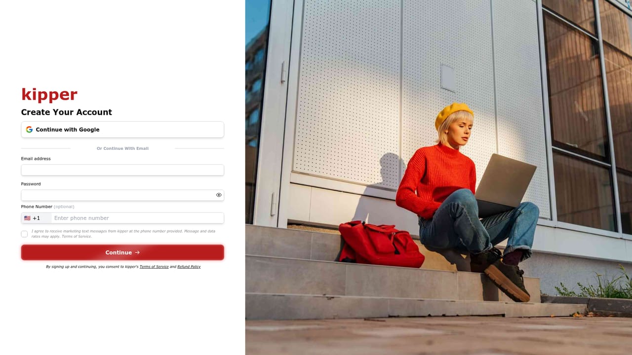 Kipper — Create an account