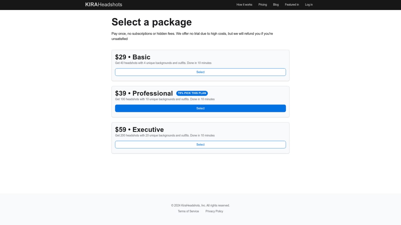 KiraHeadshots — Compare packages before you buy