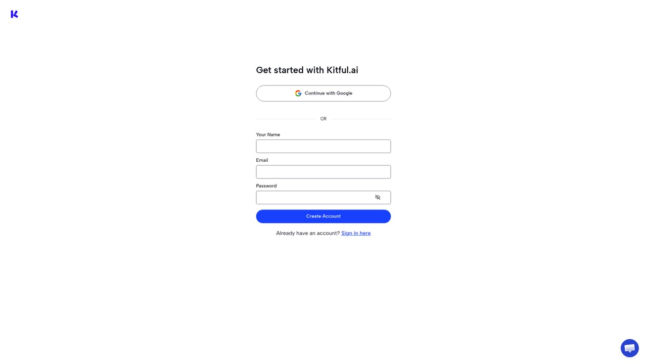 Kitful AI — Create your account