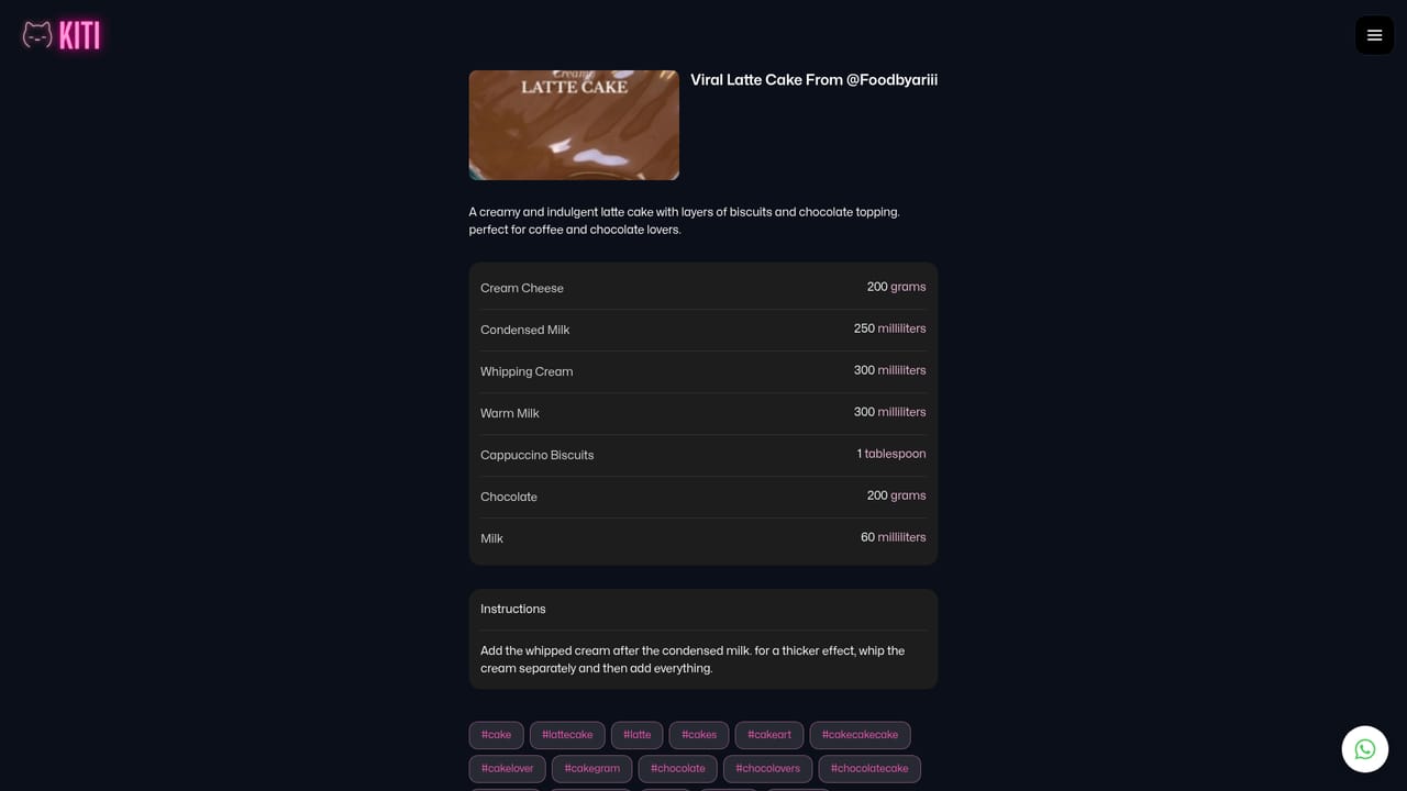 Kiti — Open a specific recipe page