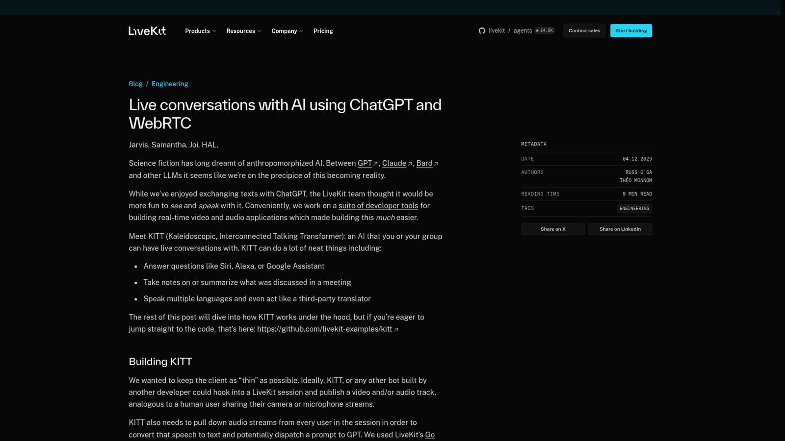 Kitt — Read the architecture overview