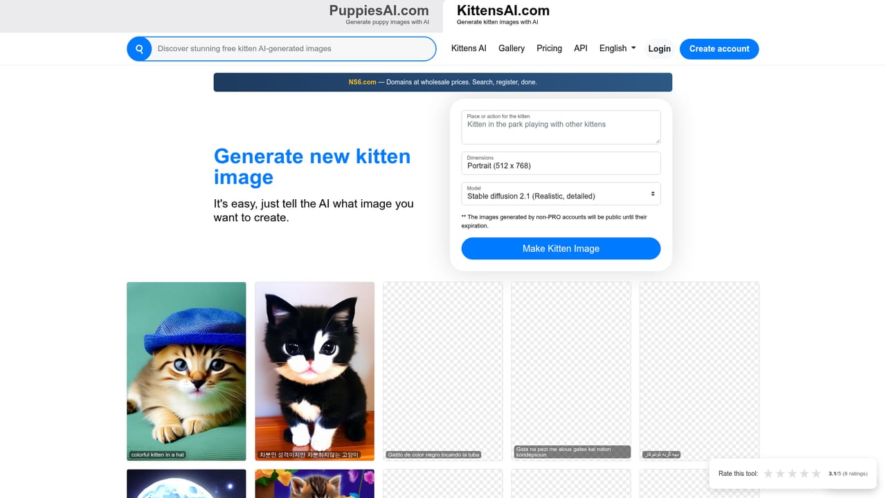 KittensAI — Open the create page