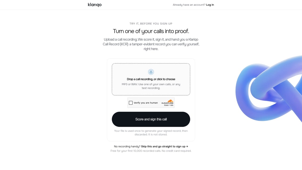 Klariqo — Request your free record allowance