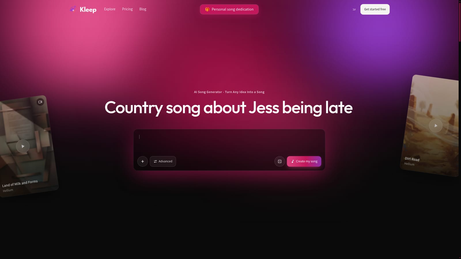 Kleep — Open the song generator