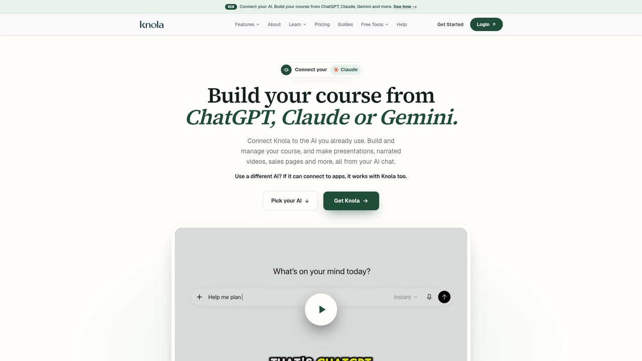 Knola — Or bring an existing course