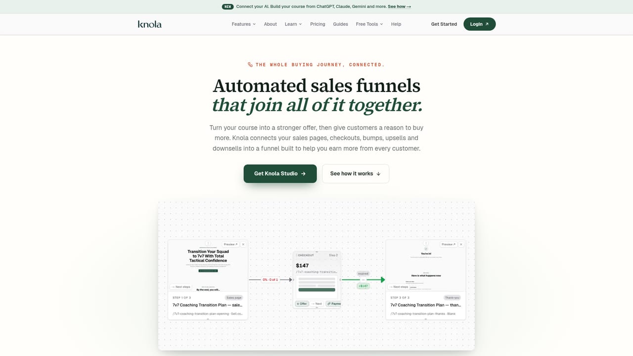 Knola — Publish the sales page and checkout