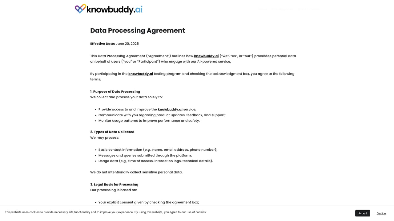 KnowBuddy — Review the data processing agreement