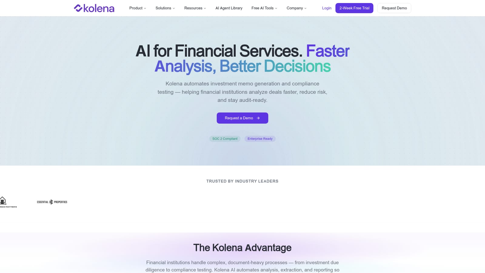 Kolena AI for Financial Services — Review the financial services page