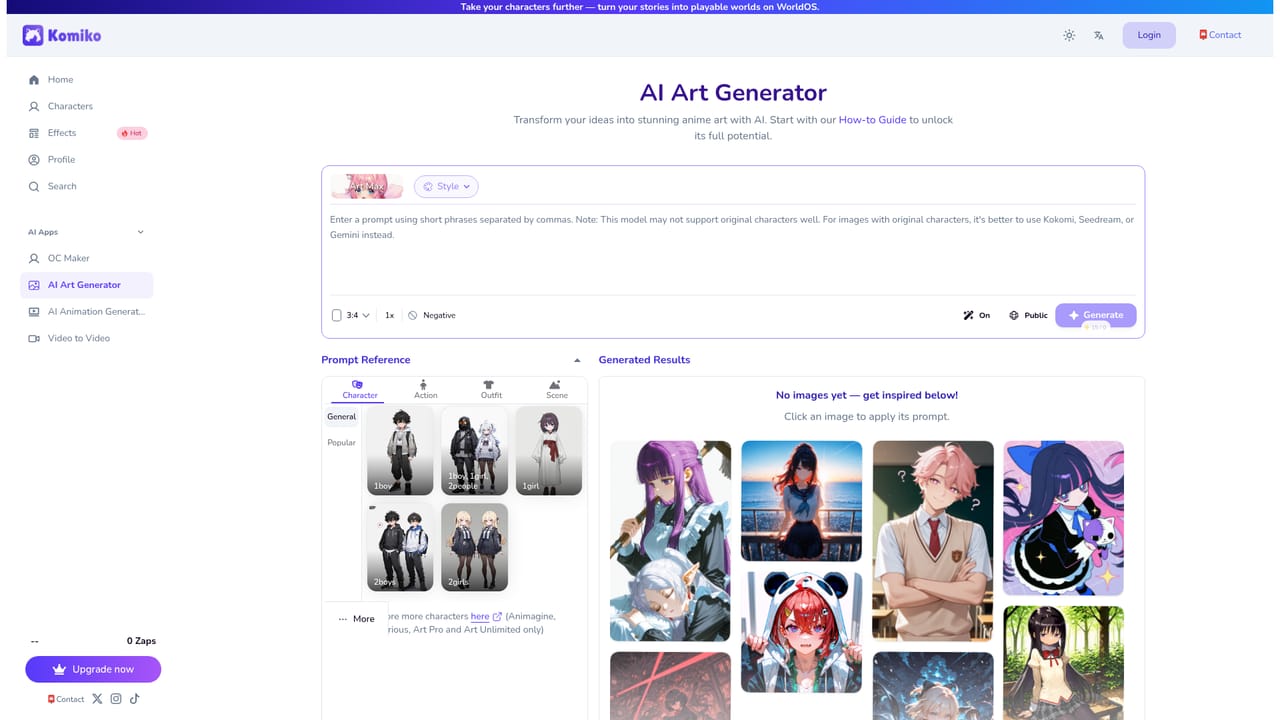 Komiko App — Generate your first anime image
