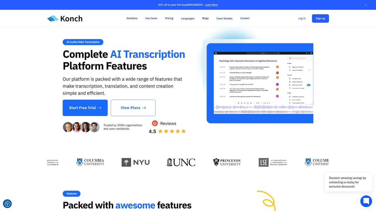 Konch — Choose the service that matches your material