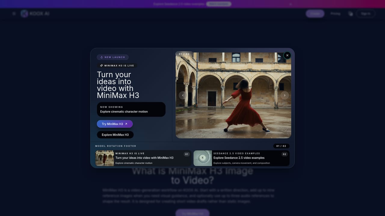 KOOX AI — Choose a model and generate