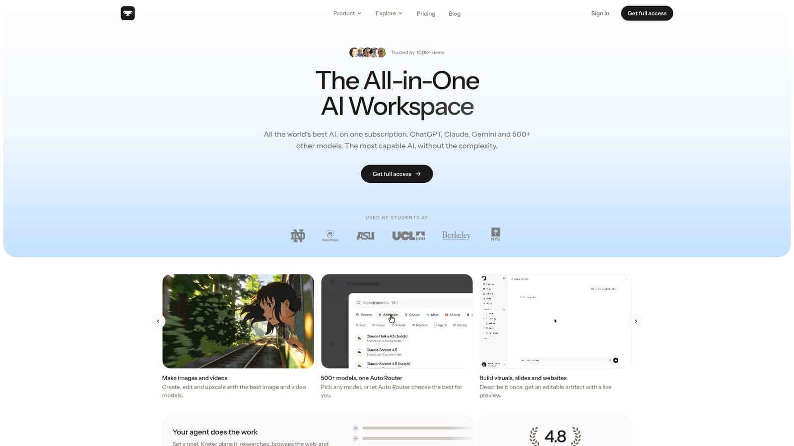 Krater.ai — Open the workspace and create an account