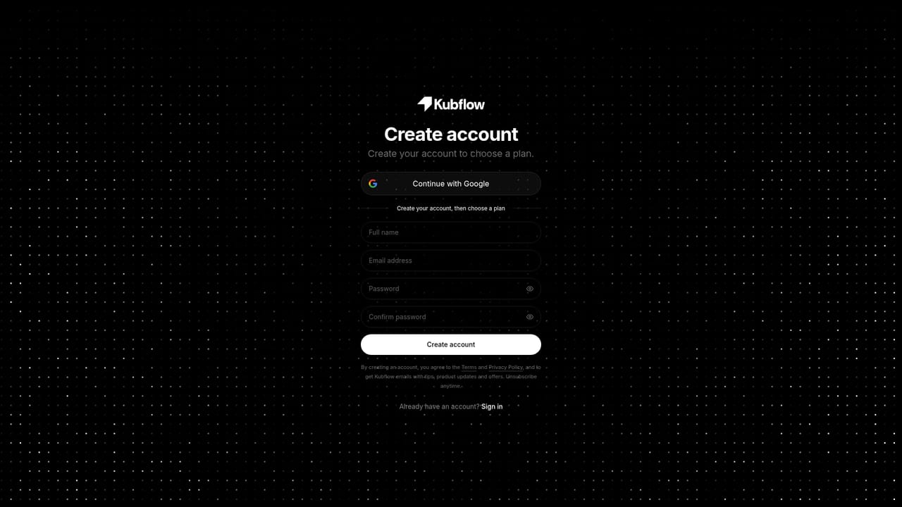 Kubflow AI — Create your account