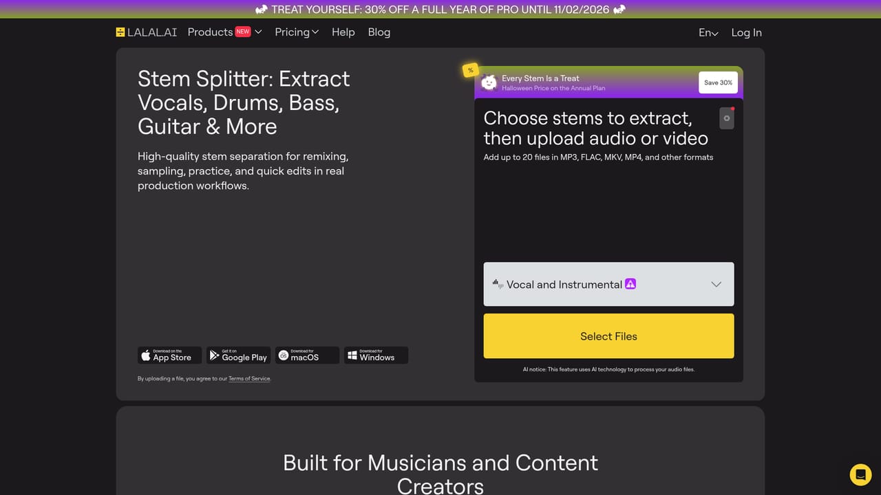 LALAL.AI — Pick the stems you want to extract