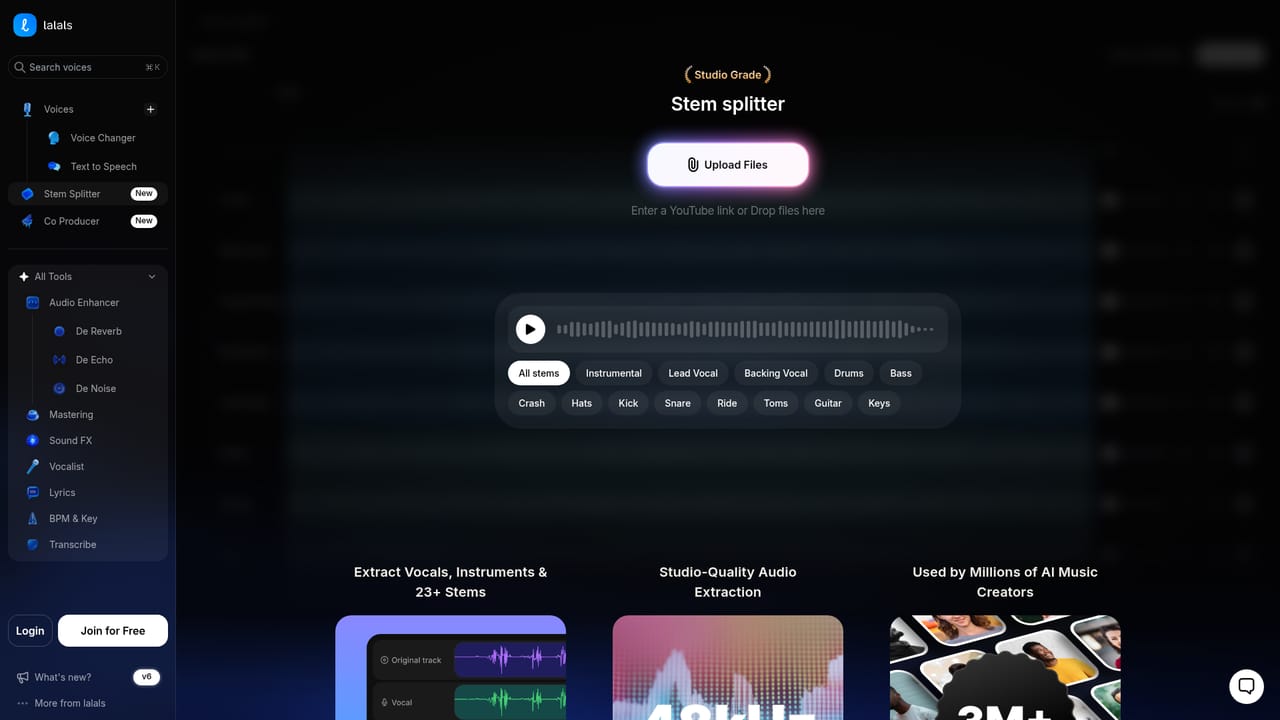 Lalals — Split a track into stems when remixing
