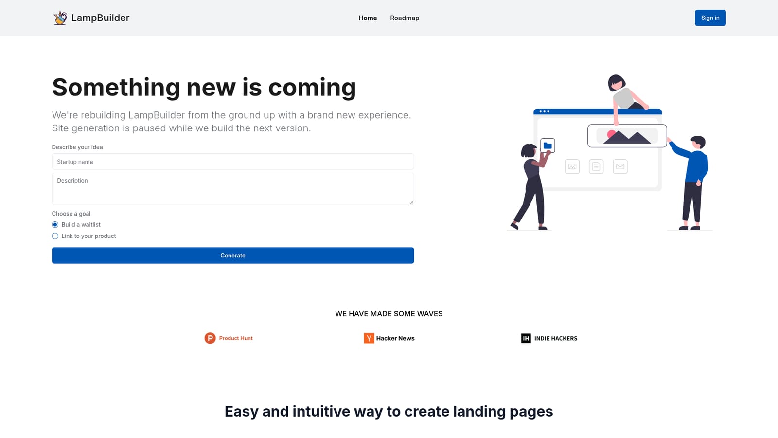 LampBuilder — Describe your product idea