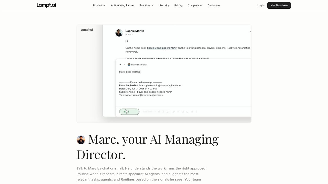 Lampi.ai — Meet Marc and review the agent roster