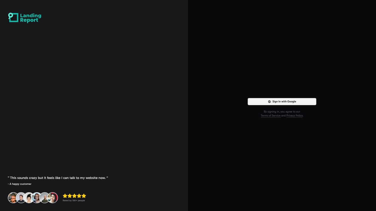 Landing.report — Create an account and claim your free credits