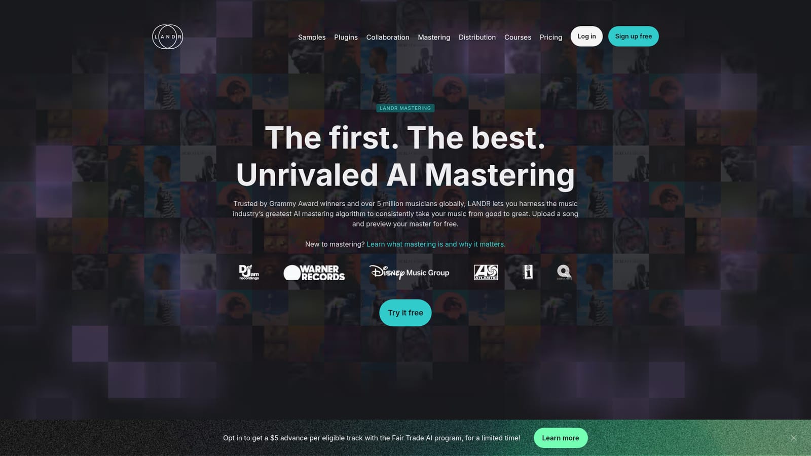 LANDR — Open the mastering preview tool