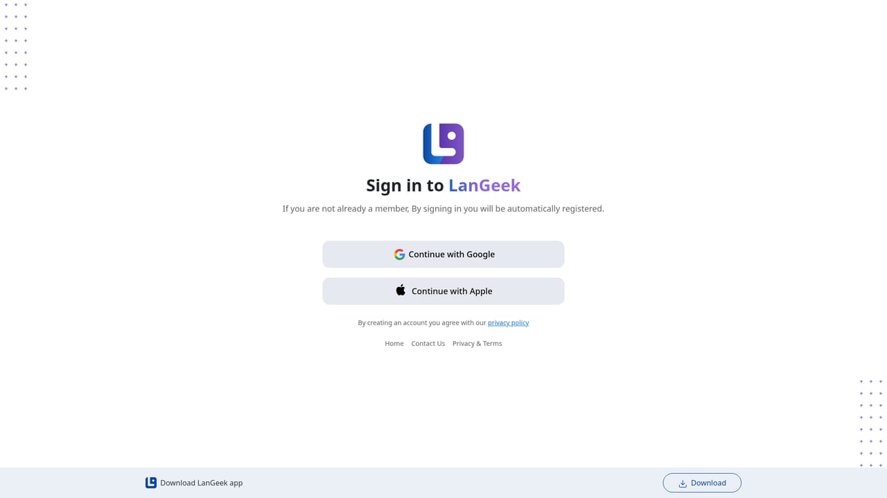 LanGeek — Create an account