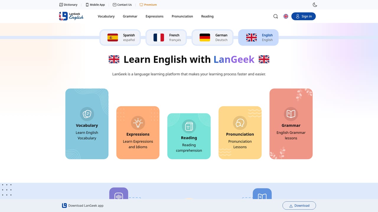 LanGeek — Pick a study track