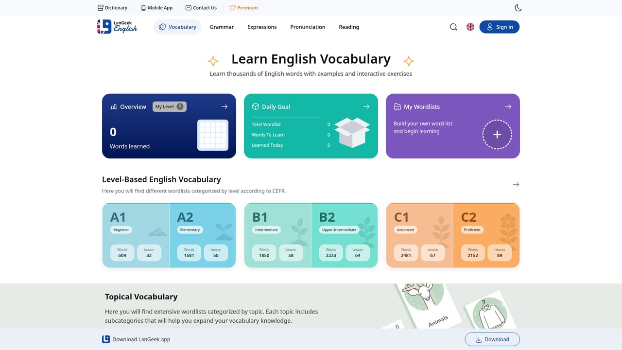 LanGeek — Build a vocabulary list