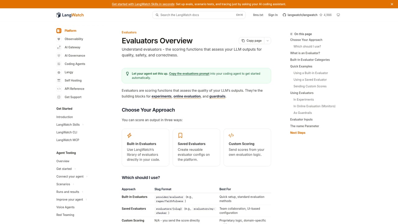 LangWatch — Add an evaluator to score the run