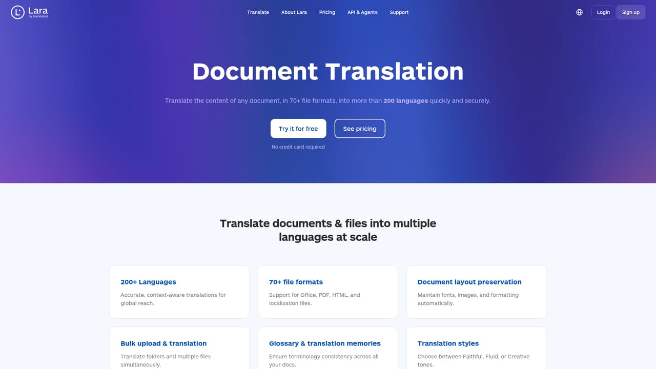 Lara Translate — Translate a document, image or audio file