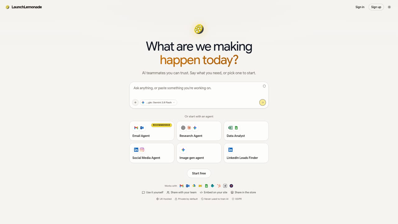 LaunchLemonade — Create your free account