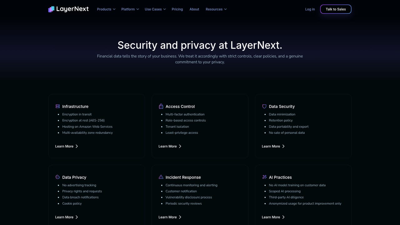 LayerNext — Review data handling and security