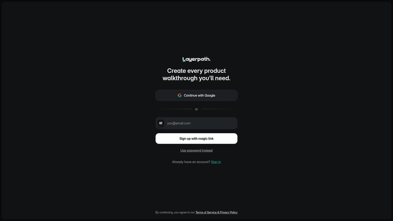 Layerpath — Open the demos dashboard and start a project