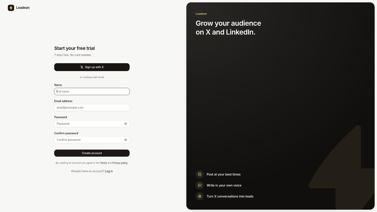 Leadeon — Create an account and start the trial