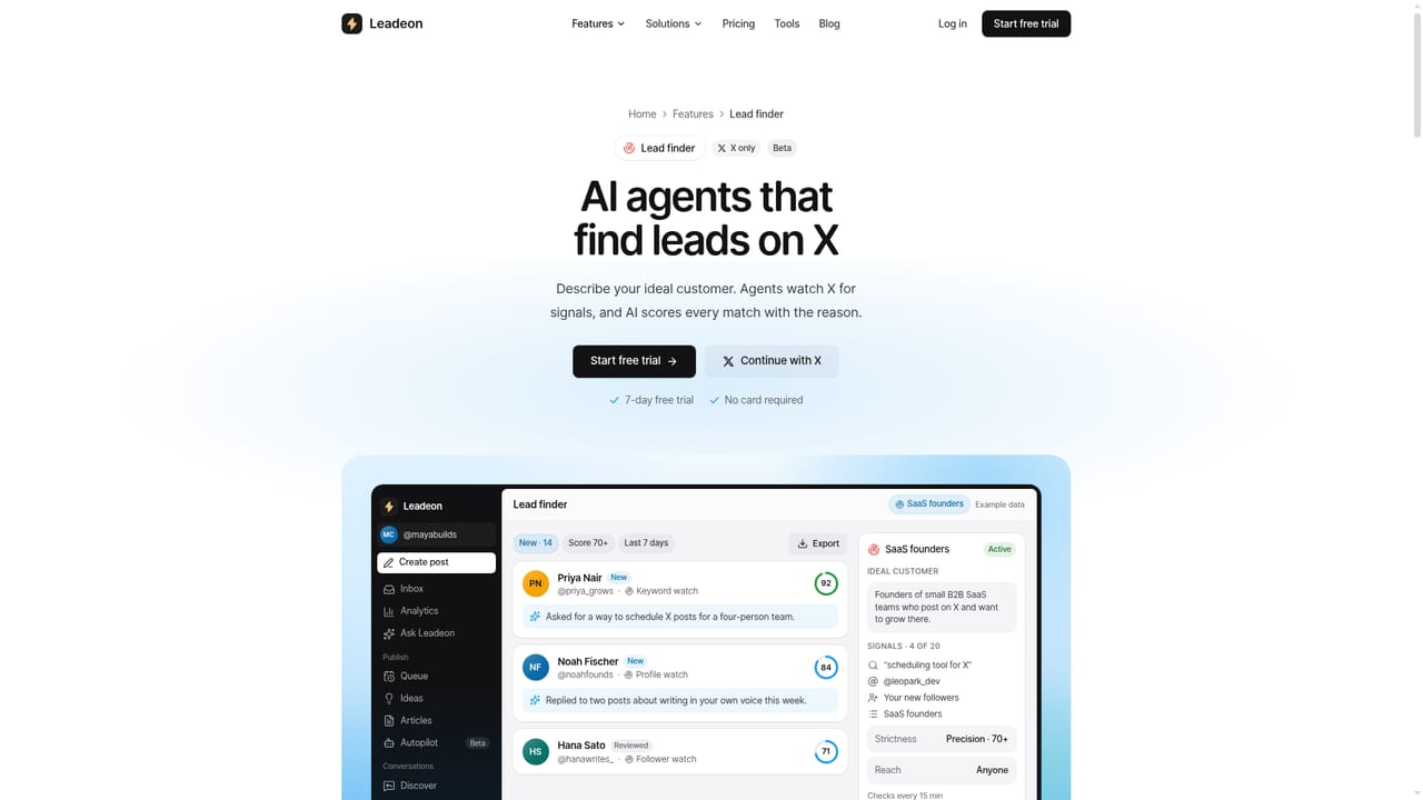 Leadeon — Turn on Lead finder agents