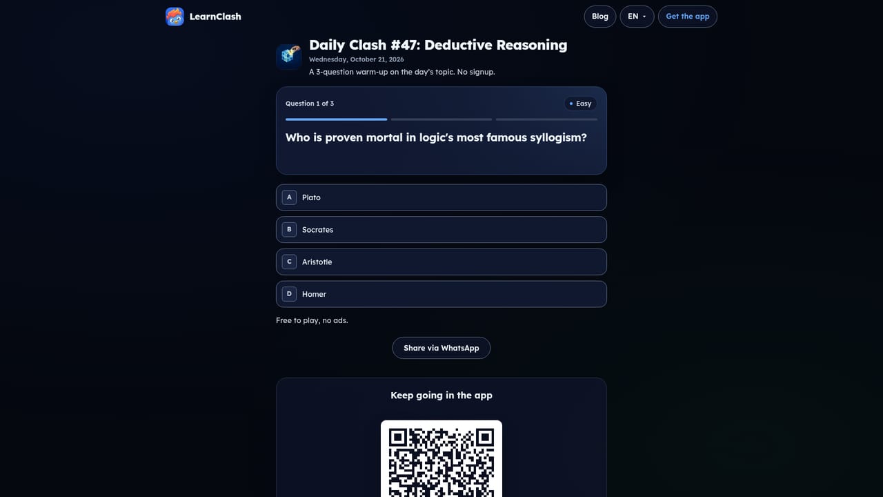 LearnClash — Play a round in the browser