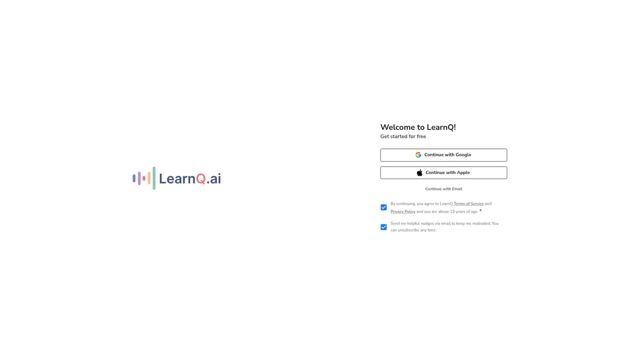 LearnQ — Set up your account and log in