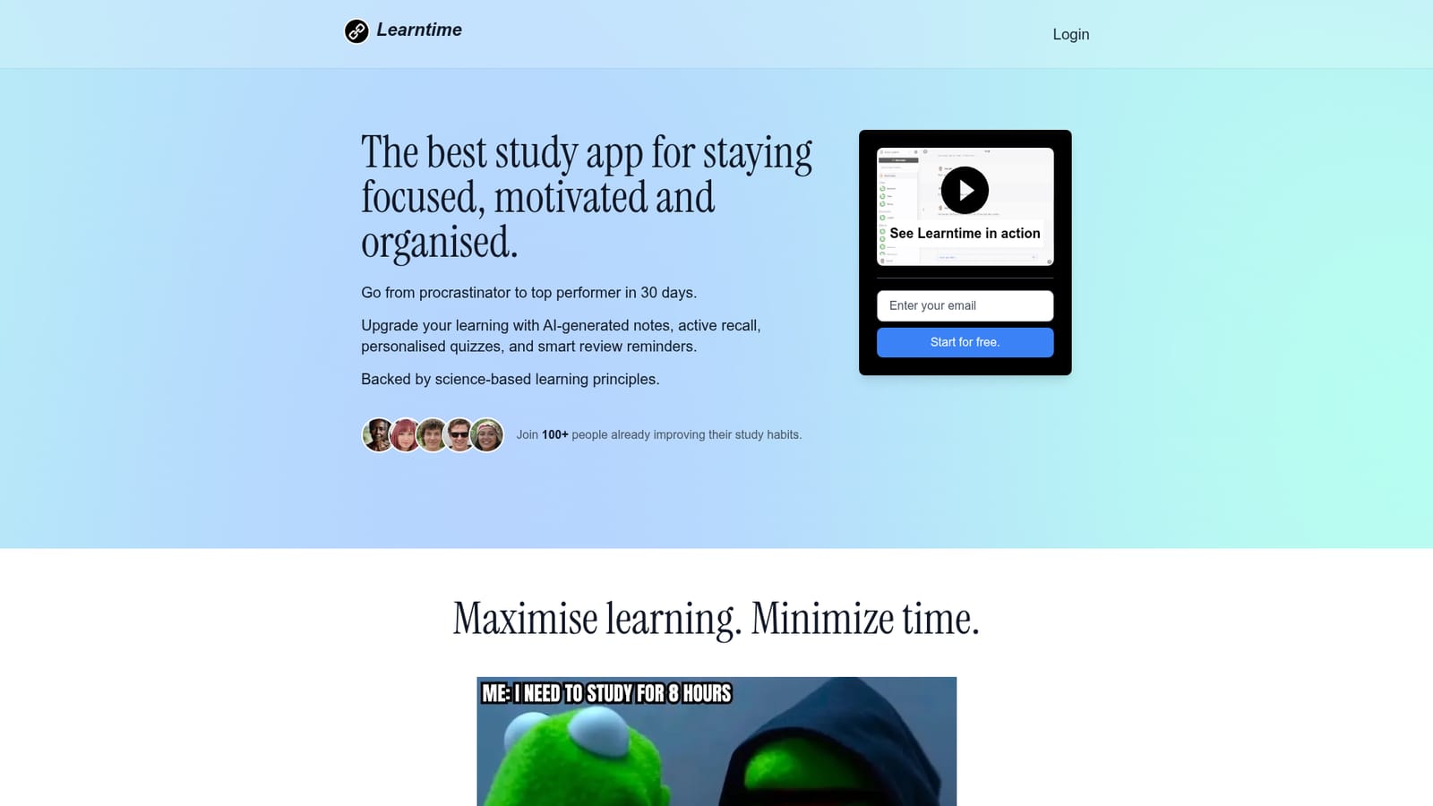 Learntime — Create an account and open your workspace