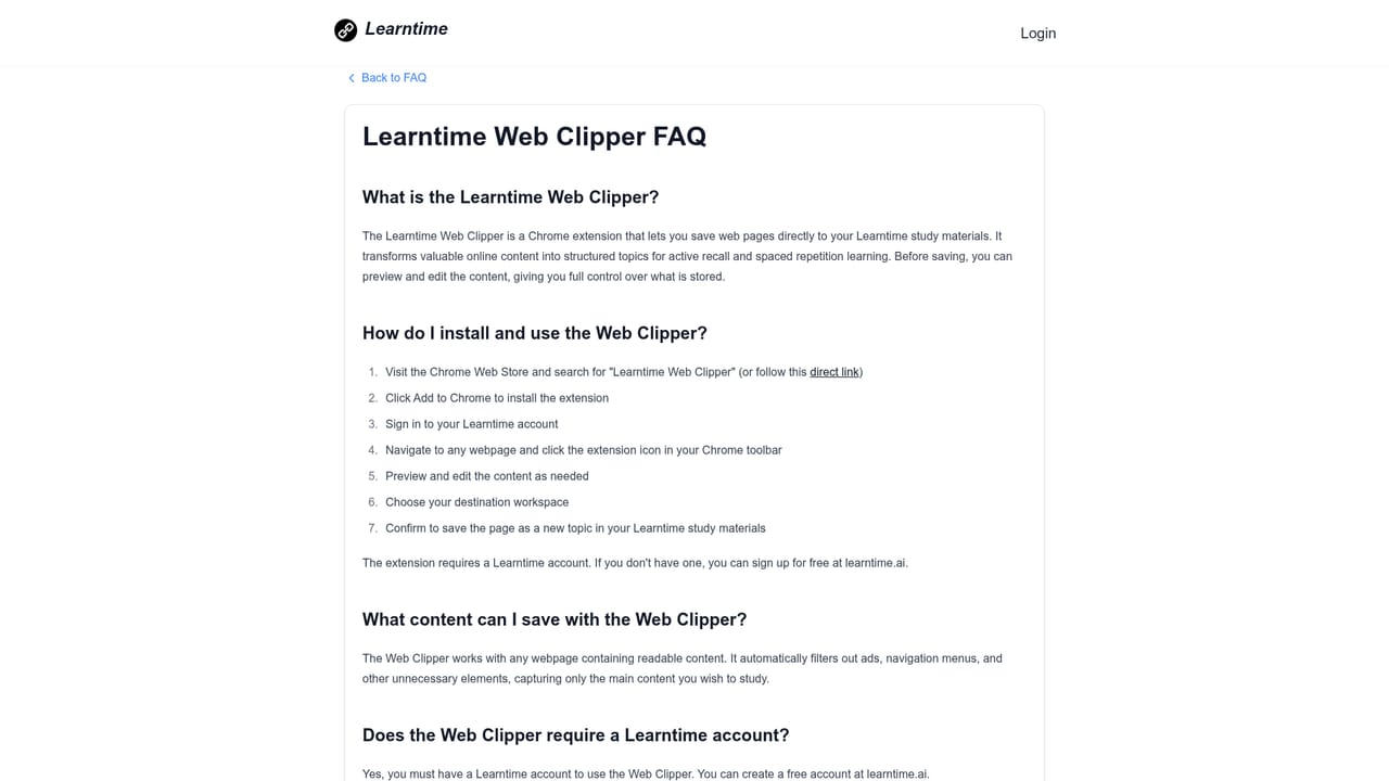 Learntime — Clip web pages while you browse