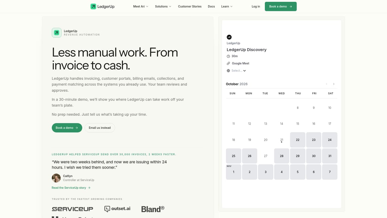 LedgerUp — Book a demo to scope the first workflow